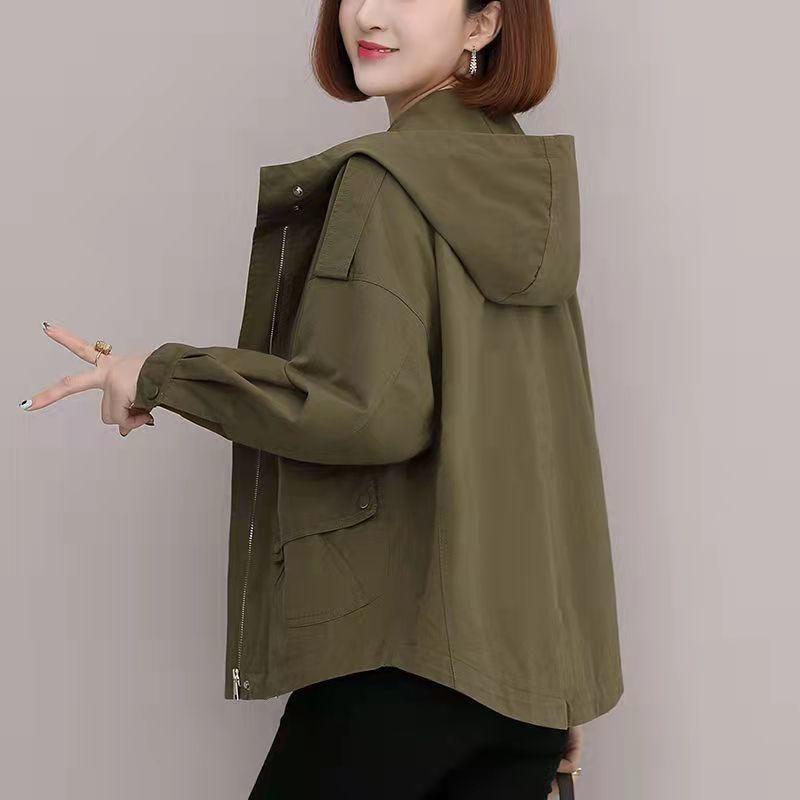 Krátký větruodolný kabát v korejském stylu pro ležérní ženy plus size