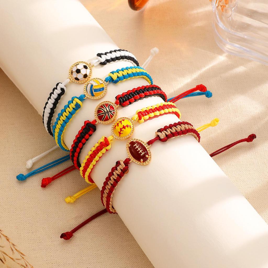 Cross-Border Sports-Style Handwoven Beaded Bracelets for Rugby, Volleyball, Football, Super Bowl, and World Cup Fans