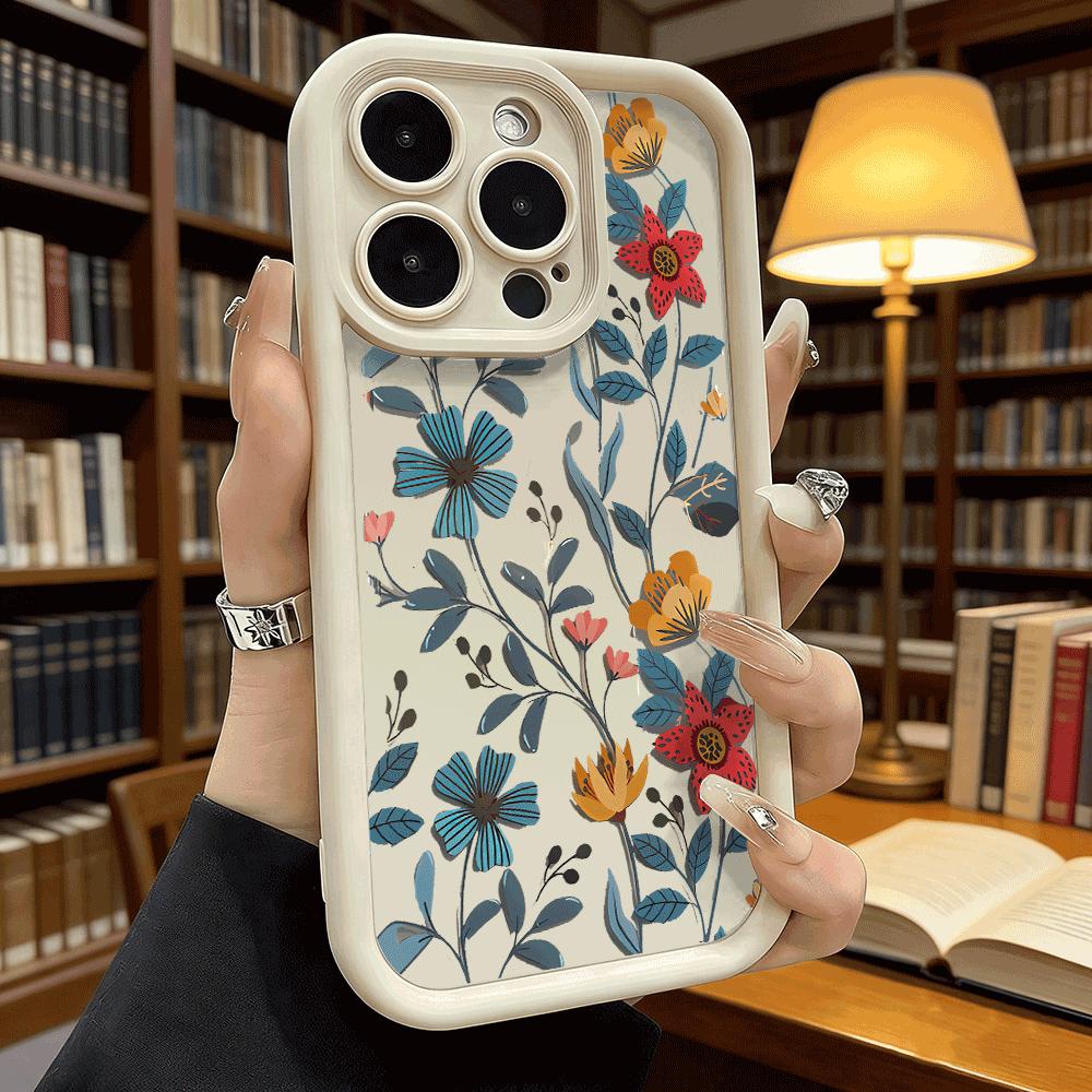 Colorful Floral Vines Soft TPU Phone Case for iPhone 17 16 15 14 13 12 11 Pro Max Plus Shockproof Anti-Slip Cover