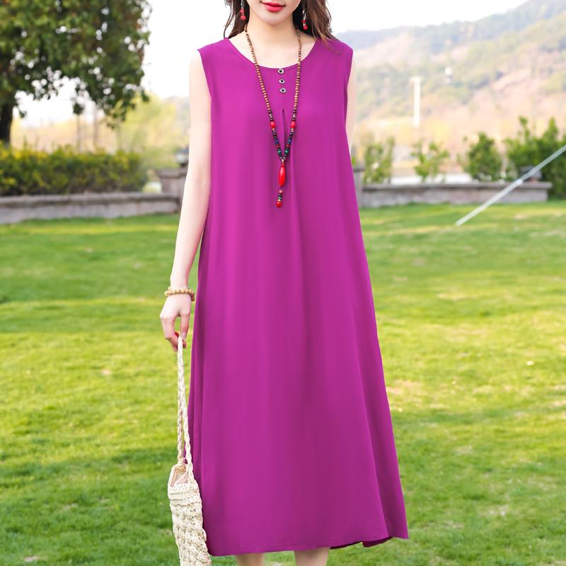 Plus Size Women's Elegant Dresses Loose Summer Sleeveless Dress Female Vintage Clothes