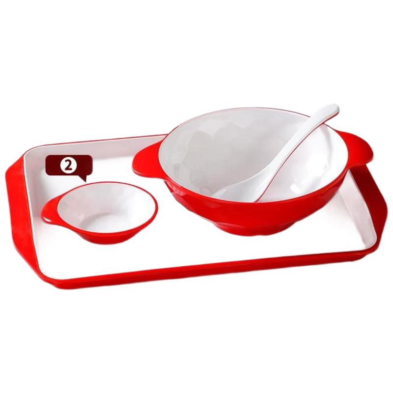 Shengjia Melamine Red & White Fast Food Tray Set
