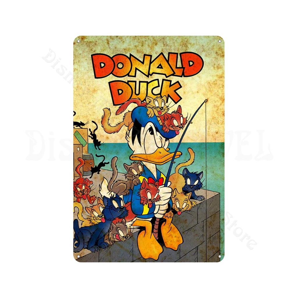 Retro Metal Tin Sign Donald Duck Tin Plaque Metal Poster Cartoon Tin Plate Metal Sign For Man Cave Club Decoration