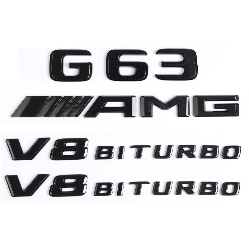 Compatible with Mercedes G63 Rear Emblem & V8 BITURBO AMG Side Sticker.