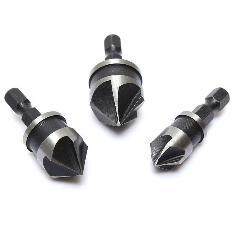 3X Hex Countersink Bore Boring Set For Wood Metal Quick Change Drill Bit Tools