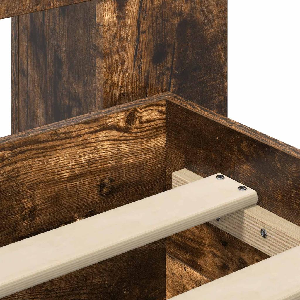 Bed Frame with Storage Space Smoked Oak 100 x 200 cm