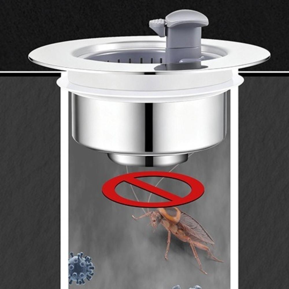 Stainless Steel Sink Drain Strainer Hair Clean Up Easy Install Sewer Drain Filter Anti-blocking Waste Catcher