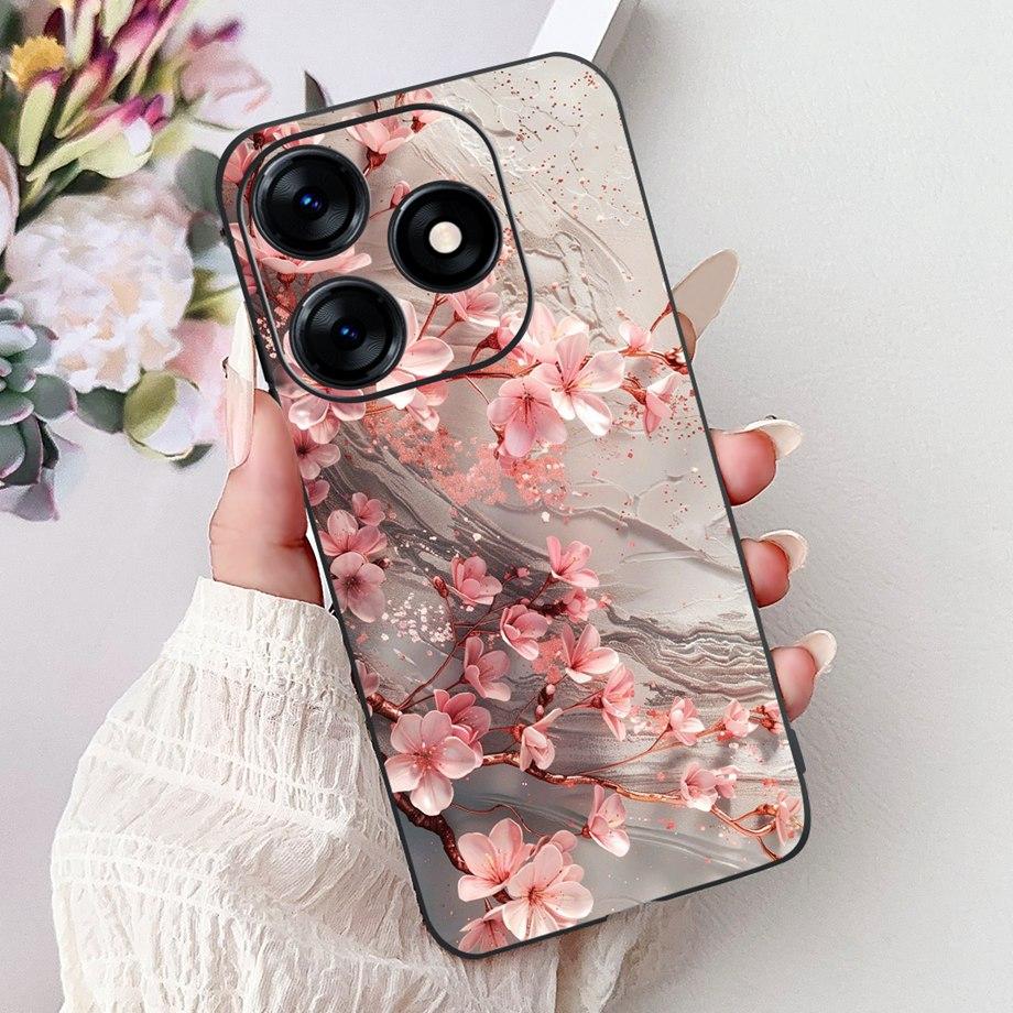 Luxury Matte Silicone Soft Case For Tecno Spark 10c 10 Pro Spark10 4G 5G KI5k KI5q KI7 KI8 Capa Flower Loving Heart Bowknot Etui