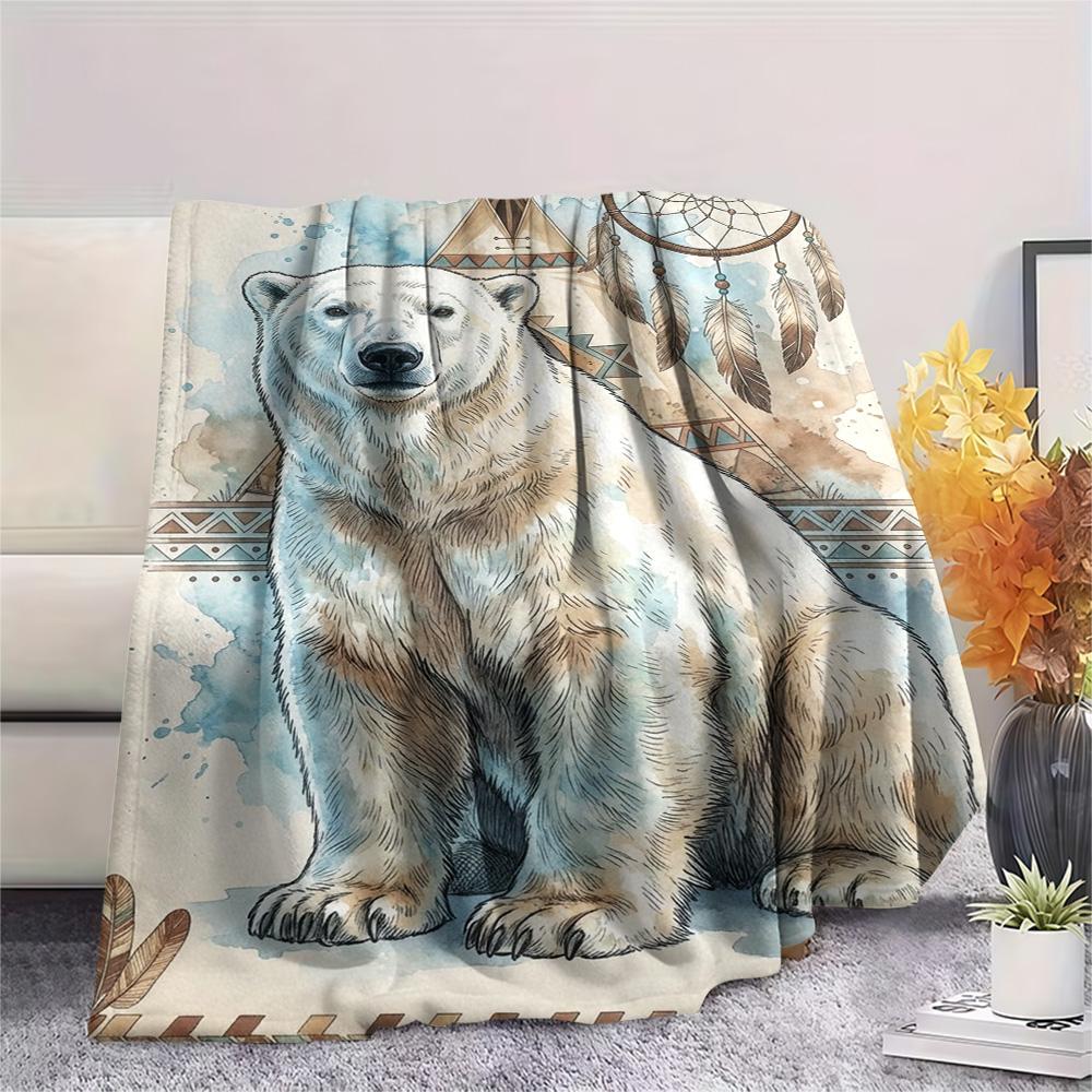 1PC Bohemian Watercolor Animals Print FlAannel Blanket, High Quality Comfortable for All Seasons, Home Decor, Warmth and Comfort