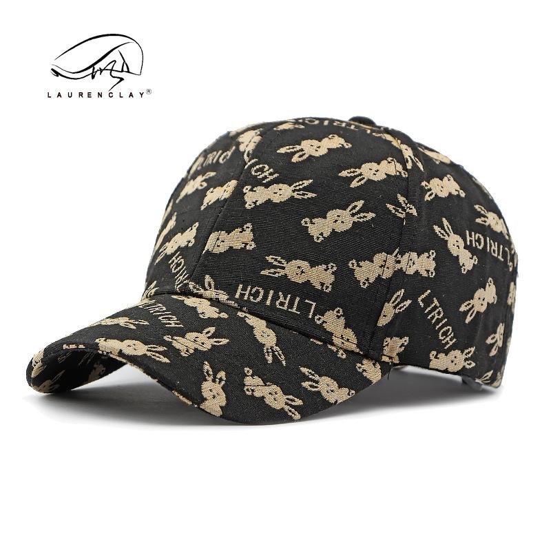 Hat Ladies Peaked Cap Versatile Face Small Personality Embroidered Rabbit Pattern Hard Top Baseball Cap Men's Casual Fashion