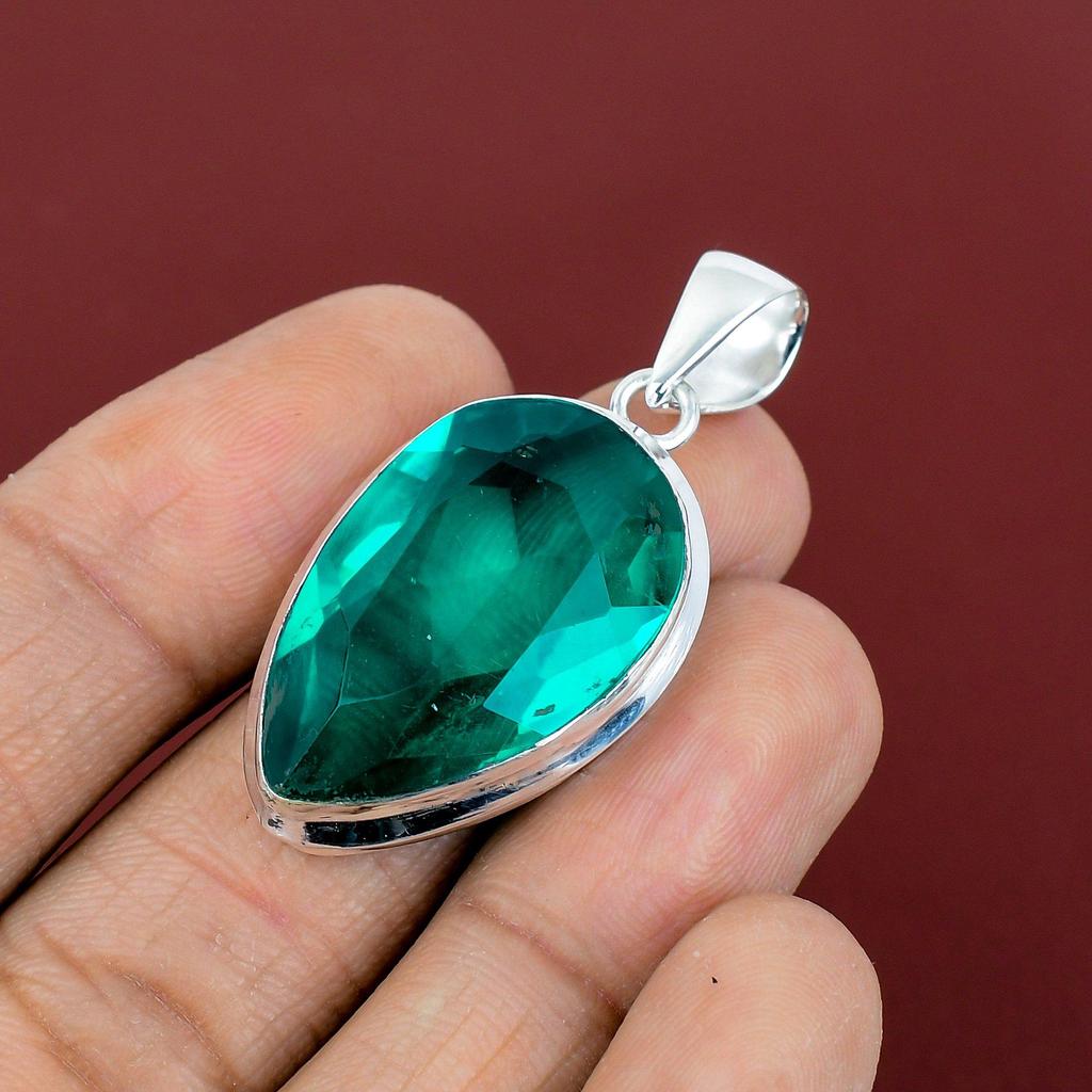 Faceted chrome diopside pendant natural gemstone pendant 925 sterling silver pendant chrome diopside jewelry handmade pendants wedding gifts