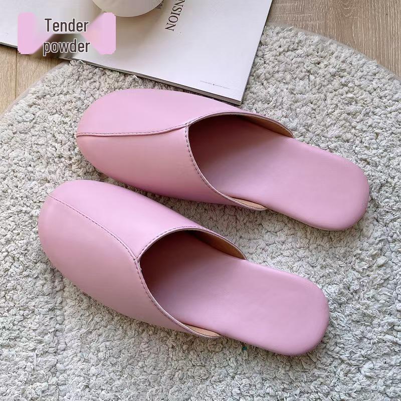 

New Japanese-Style Leather Slippers: Non-slip, Customizable, Unisex for Spring & Autumn Size 25 (fits 35-36)