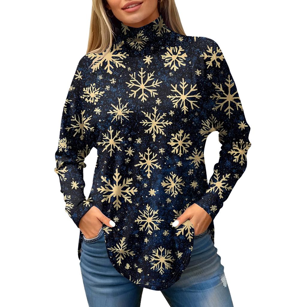 Cămăși de toamnă casual cu mânecă lungă Hanorac cu imprimeu vintage Pulover cu gât înalt