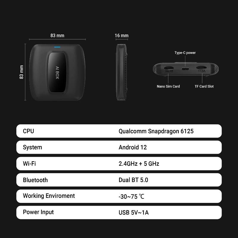 Smart Aibox Car Wireless CarPlay Adapter Wired to Wireless Plug and Play CarPlay Box