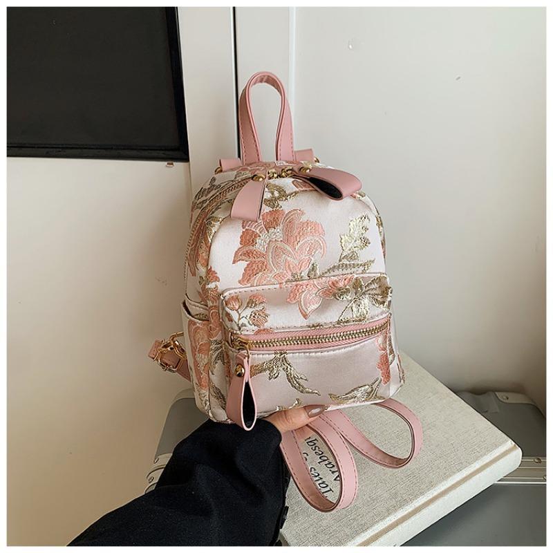 

Вышитый рюкзак женский модный нишевый дизайн новый школьный рюкзак легкая текстура дорожный рюкзак розовый