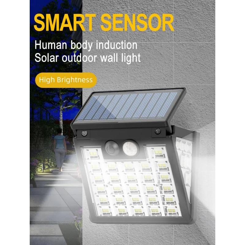 LED Motion Sensor Wall Lamp Solar Light Outdoor Garden Light 3 Lighting Modes Solar Fence Light Waterproof Solar Patio Lamp