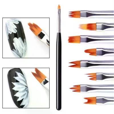 8-Delige Set Schuine Kleurverloop Vlekkerige Nageltekening Bloementekening Getande Pen Multifunctioneel Gemengde Vorm Bloemblaadje Schilderen Gel Nagellak Kunst Kwast