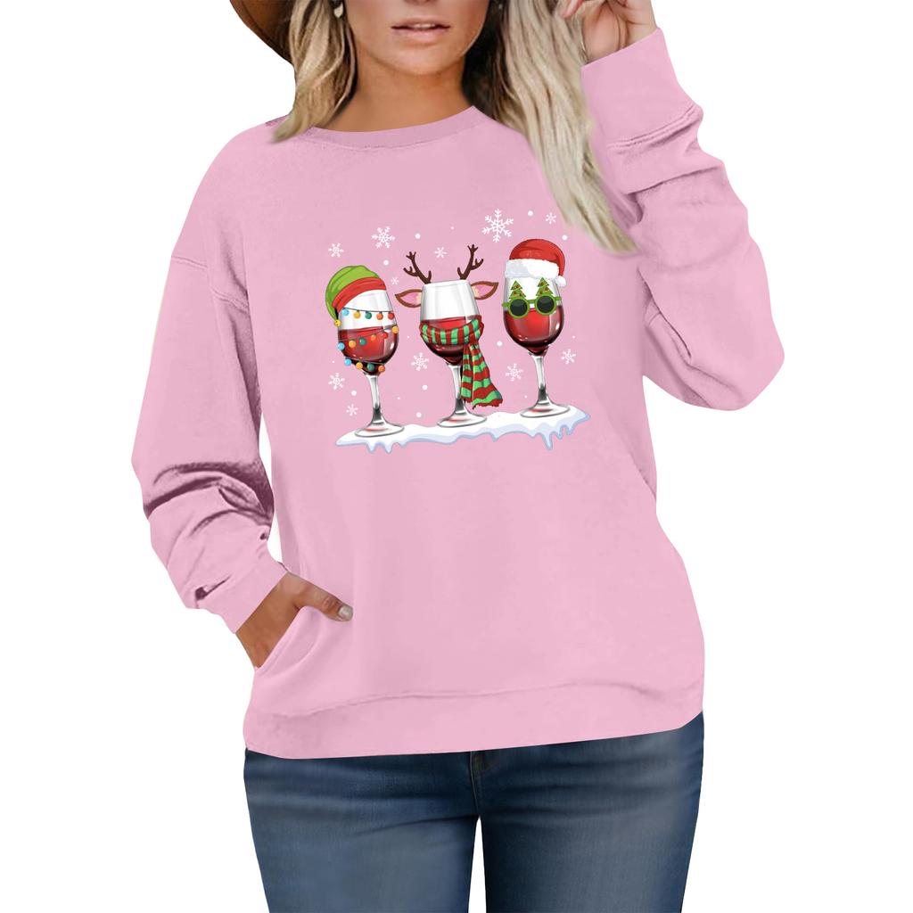 Damen Modisches Lässiges Übergröße Langarm Pullover Bedrucktes Sweatshirt