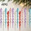 Decorative Pendants 12Pcs Colorful for Holiday Windows Ornaments Acrylic Spiral Icicle Twisted Ice Bar Hanging