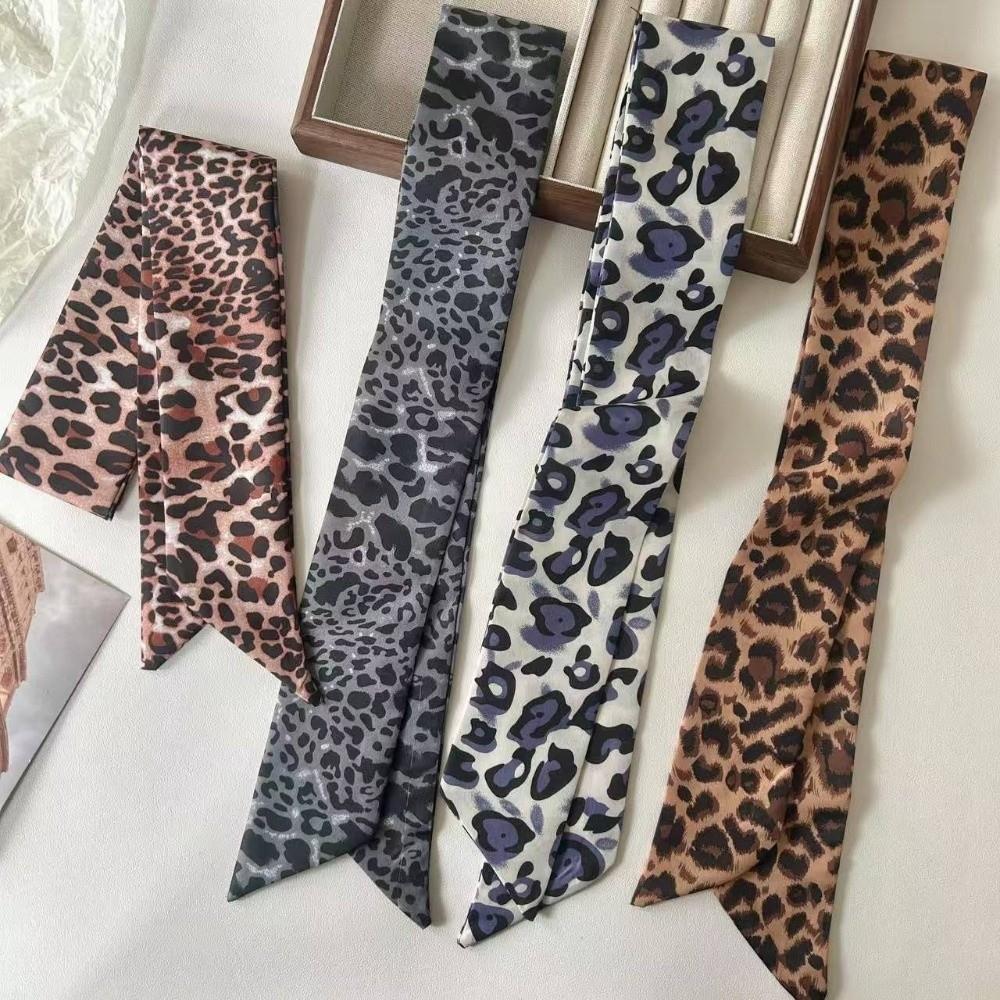 Leopard Print Slender Scarf Long Neck Scarf New Small Silk Scarf Bag Decoration