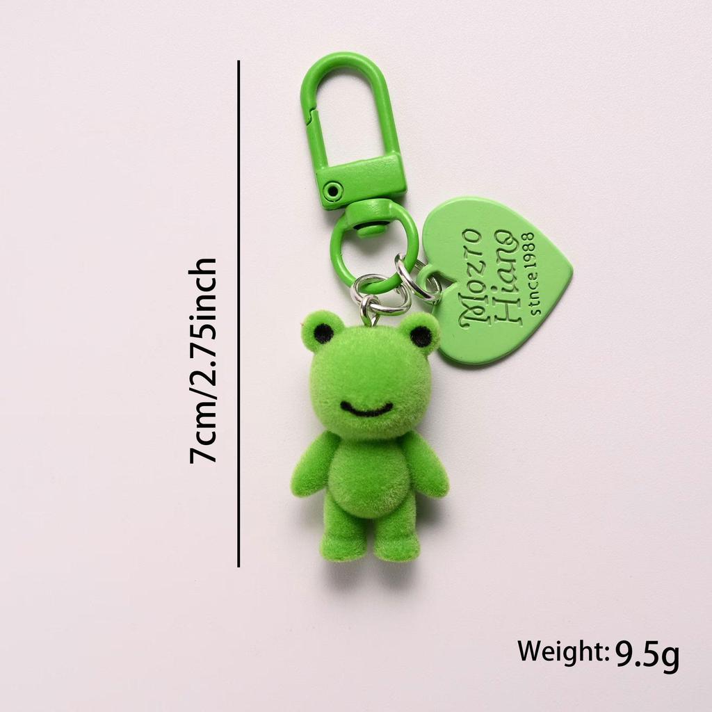 Funny Flocked Frog Keychain Pendant – Cute Decorative Car Accessory