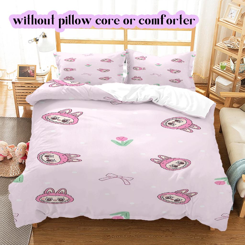 Cartoon characters Pattern Bedding Quilt Set Quilt Cover Pillowcase Home Decoration Birthday Gift (1 * duvet cover + 2 * pillowcase, without core)