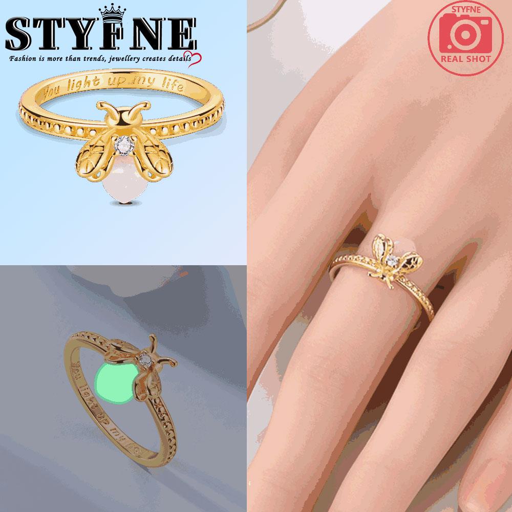 

Медная Настоящая Золотая Светящаяся Кольцо-Светлячок Женское Подарок на Годовщину Помолвочные Кольца Идеально Для Женщин Мужские Украшения 6