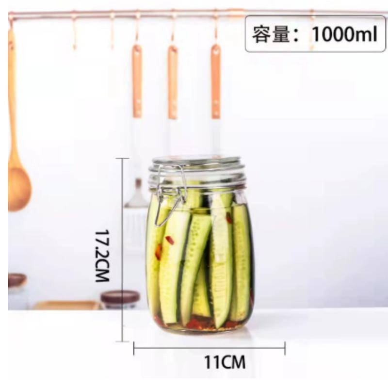 Airtight Glass Jar 750Ml 1L 1.5L 2L 3L Big Jar Container Lead Free Glass Leak Proof With Lid