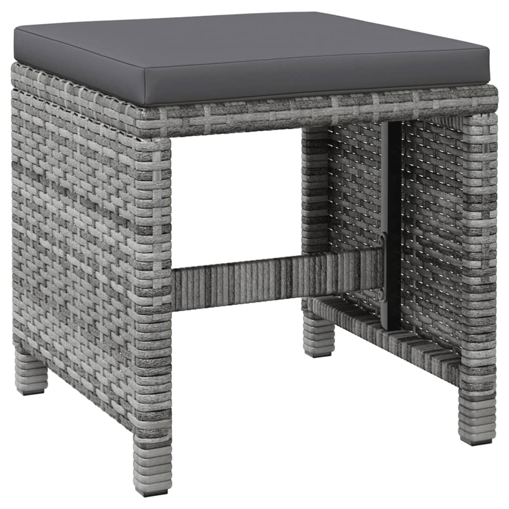 4 Piece Garden Chair and Footstool Set Grey Poly Rattan