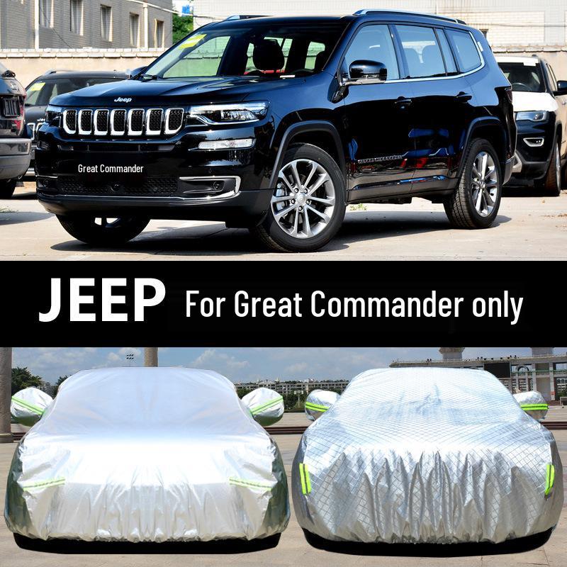 

Всепогодный чехол для автомобиля JEEP Grand Commander: Солнцезащитный, Водонепроницаемый, Теплоизоляционный, Универсальный размер. Bright Silver Aluminum Film Thickening