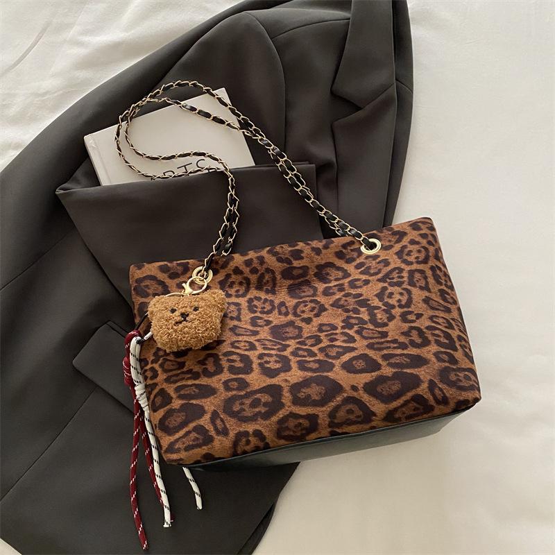 Popular Leopard Print Tote Messenger Bag Women's 2025 Fashion New Large-capacity Versatile Shoulder Underarm Commuter Bag