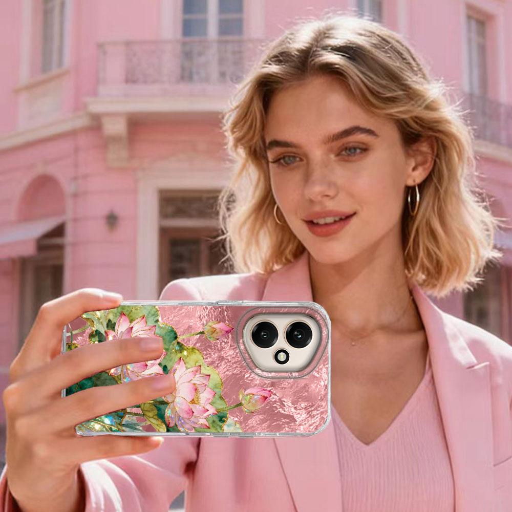 For Honor 400 Pro Magic7 200 Lite X9a X8c X9b X7d X9c X8a X8b X6c X6b Pink Lotus Flower Glitter Korean Women Phone Case Cover