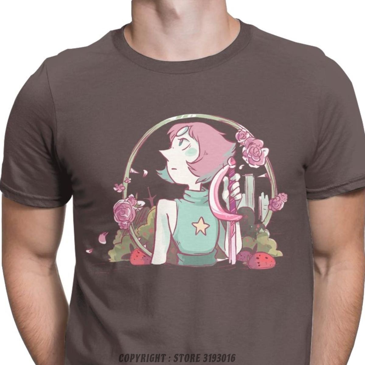 Men Cool Tee Shirt Strawberry Field Steven Universe Tshirts Gems Crystal Su Emmy Rebeca Pearl Christmas Tees Printed TShirts S