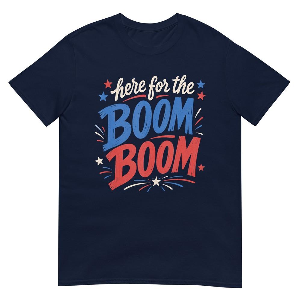 Here For The Boom Boom Patriotic Graphic Design Tank Top S