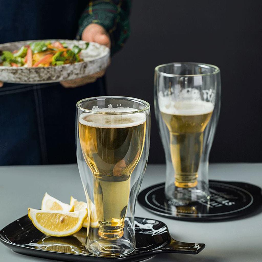 Bierglas, doppelwandig, hält Bier kalt, schöne, einzigartige isolierte Biergläser für die Hausbar