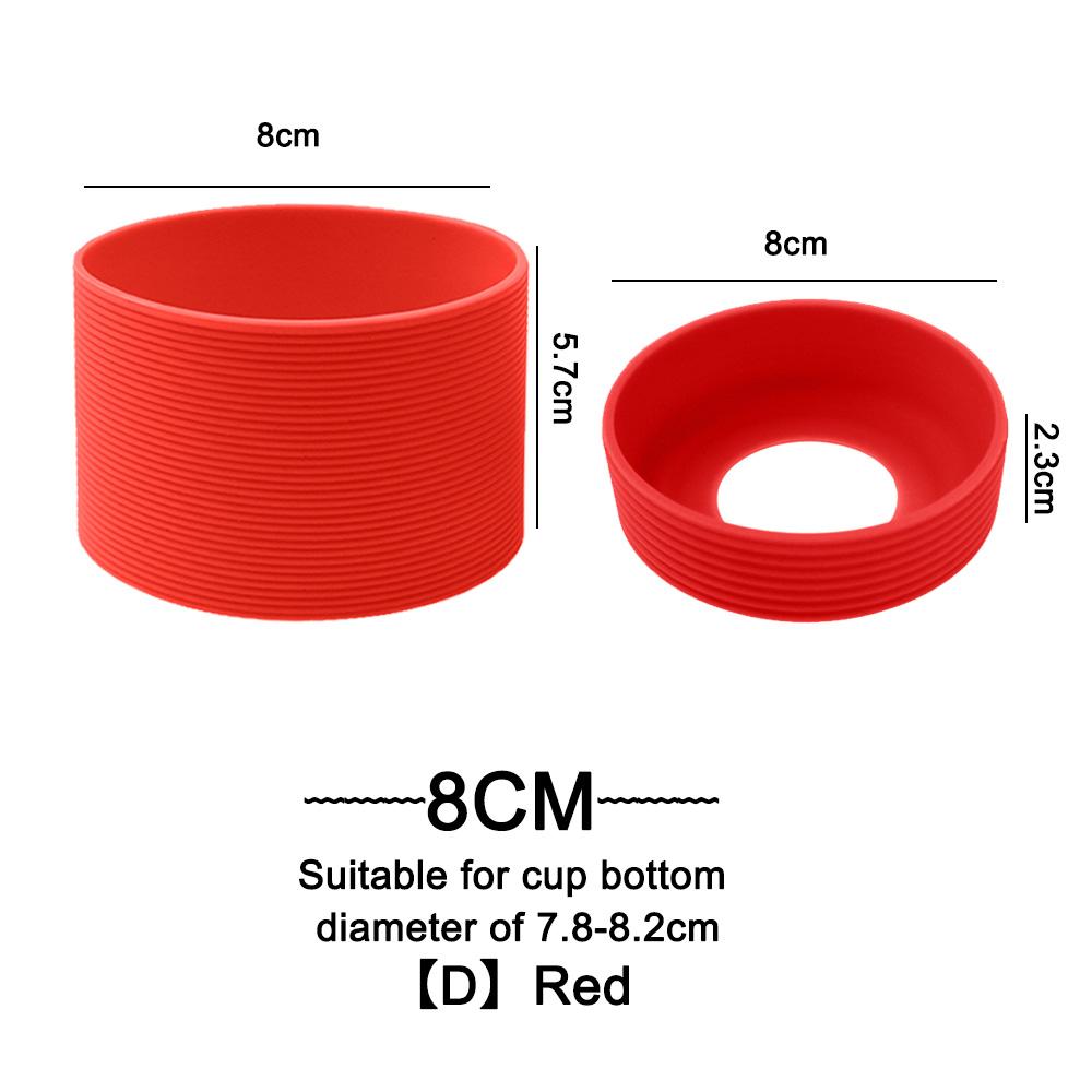 2Pc/Set 8cm 15 Colour Threaded Soft Silicone Cup Sleeve And Bottom Suit Heat Insulated Anti Slip Good Toughnes Odorless Elastic
