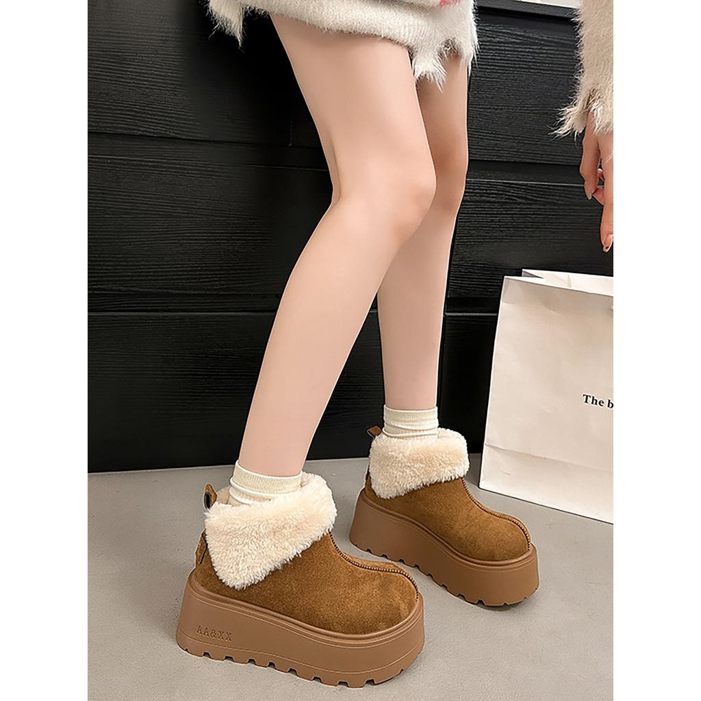 Fleece thickened warm thick-soled snow boots winter non-slip heightening cotton shoes