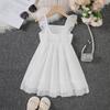 Vestidos de Verano para Niñas 2025 Nuevos Vestidos sin Mangas para Niños Chaleco para Bebés Vestidos de Gasa Blanca de Chifón