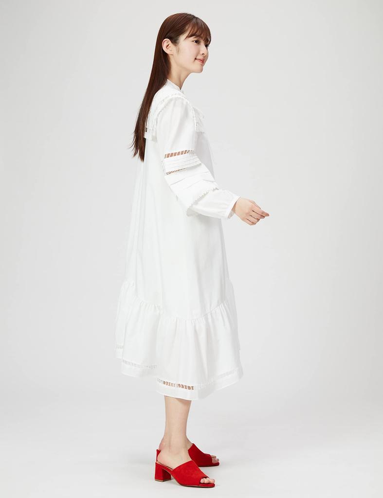 Snidel Punched Lace Big Collar Dress SWFO221058 White F Women's