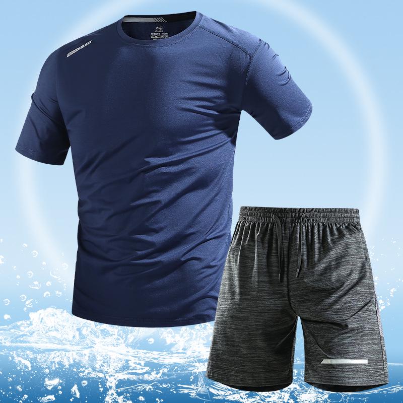 Men's Summer Quick-Dry Sports Set - Breathable Short Sleeve and Loose Shorts