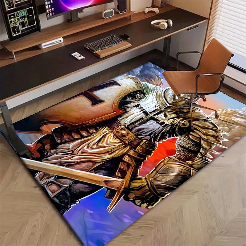 Kreuzritter Ritter Polyester Teppich, Weiche Indoor Matte für Bürostuhl, Wohnzimmer, Schreibtisch - Dekoratives Home Office Teppich Design