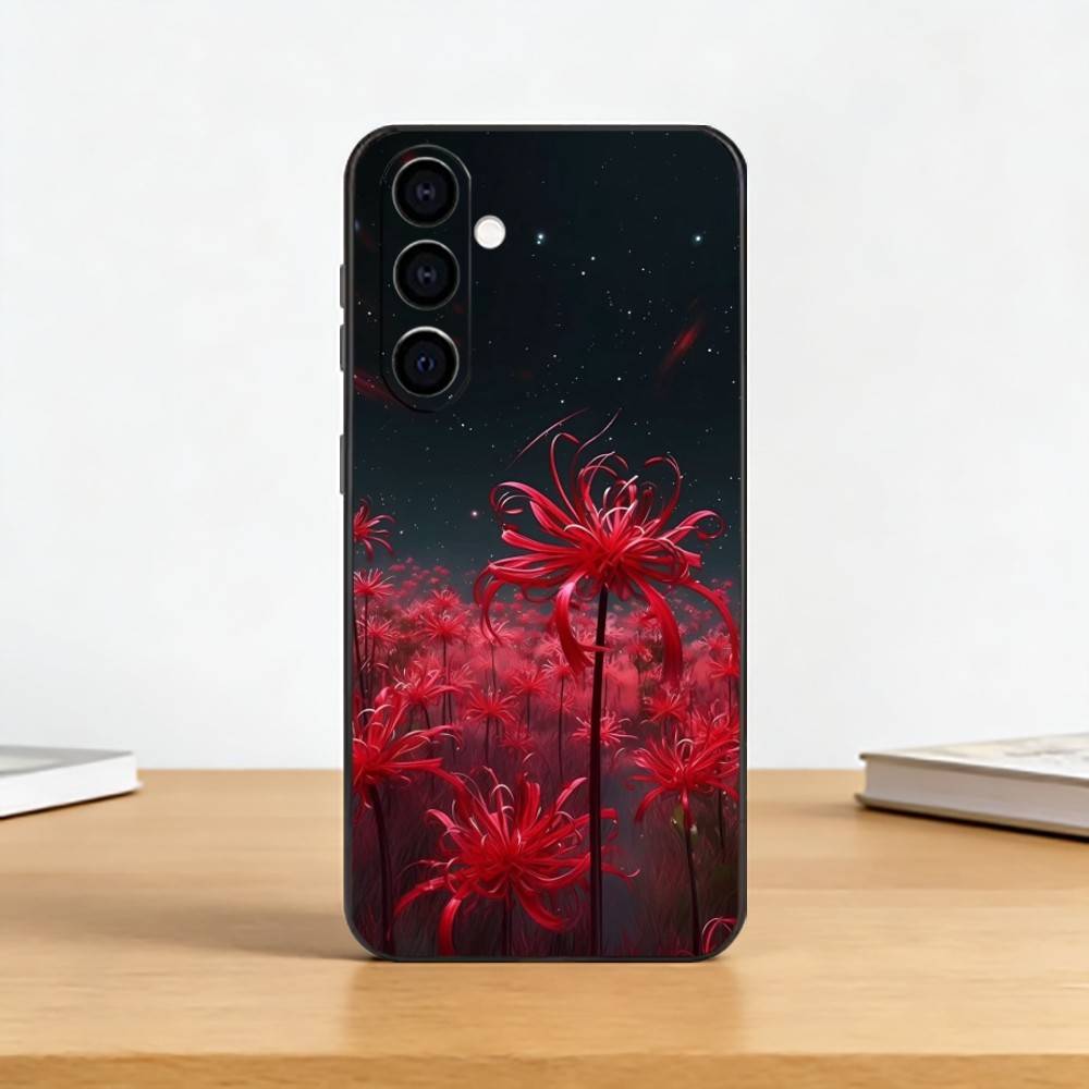 Red Spider L-lily Phone Case For Samsung Galaxy A73,A72,A71,A70,A53,A52,A51,Others Soft Black Cover