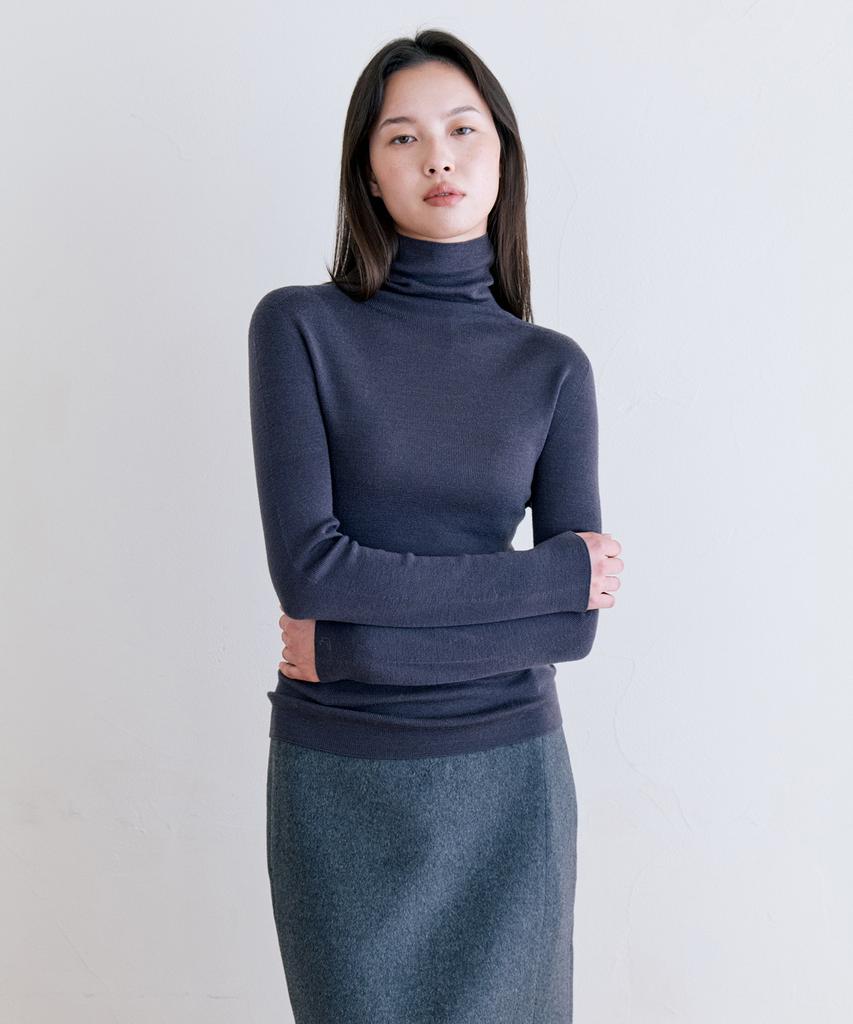 NOTIA Premium Wool100 Turtle Neck Knit - Charcoal