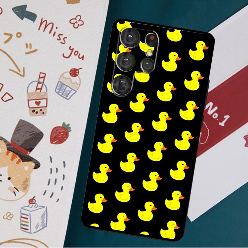 Kwaii Yellow Duck Case For Samsung Galaxy S23 S21 S22 Ultra Plus S20 FE Note 20 Note 10 S8 S9 S10 Plus Cover