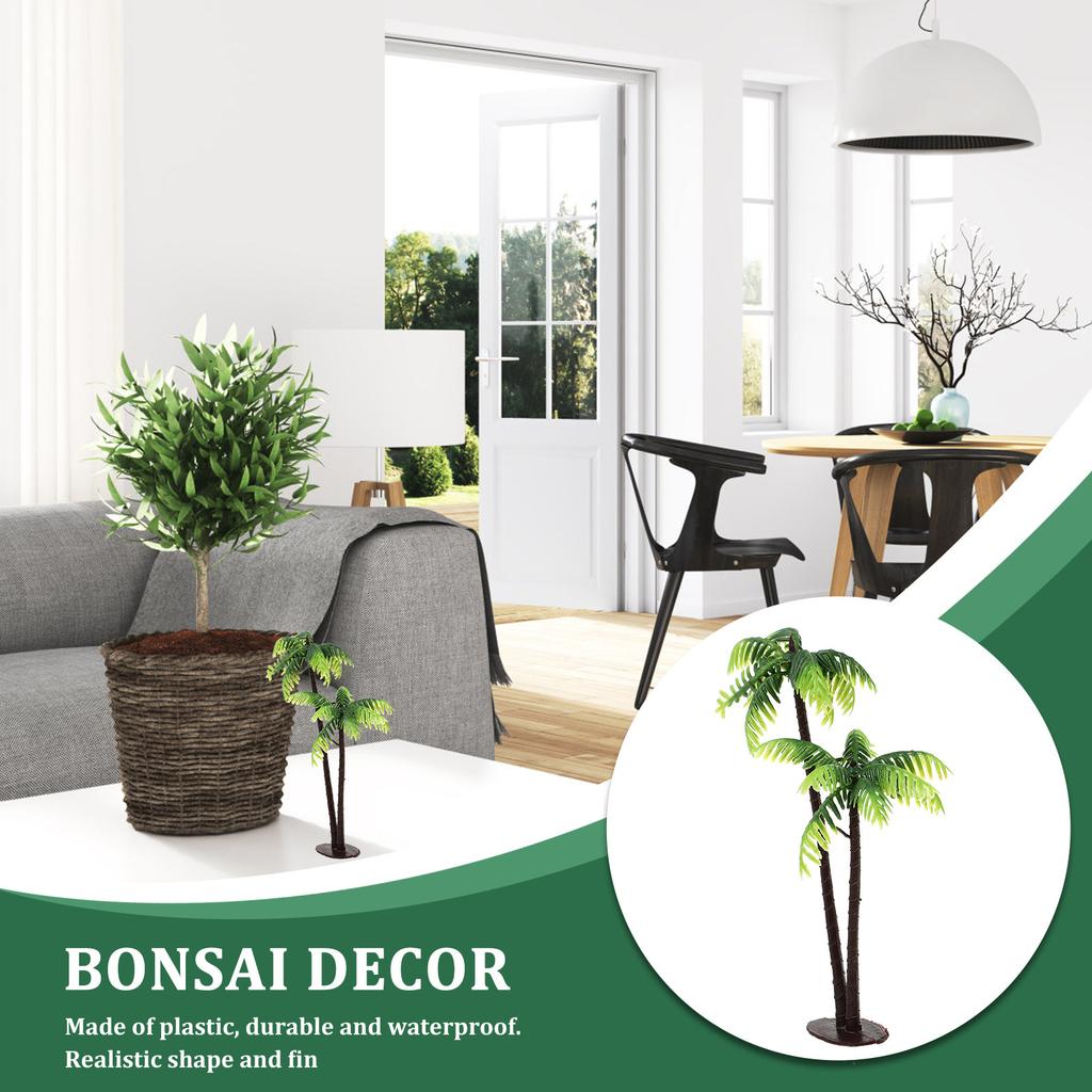 3Pcs Plastic Coconut Palm Tree Miniature Micro Landscape Supplies Bonsai Craft Garden Decoration Tiny Palm Tree Fairy Garden
