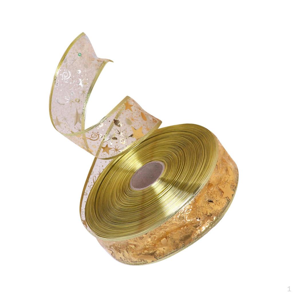 Christmas Ribbon Decorative 100yds Length 5cm Wide Wired Edge Ribbons Festival Gift Wrapping