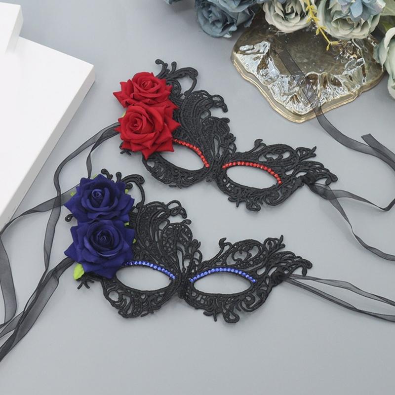 Damen Maskerade Maske mit Strasssteinen Ball Abschlussball Maske Venezianische Party Maske Halbgesichtsspitzenmaske Augenmaske Karnevalsmaske