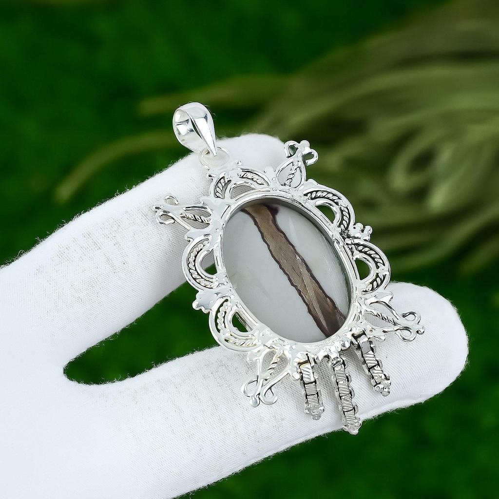 Friendship Day Sale Coffee Bean Jasper Gemstone Pendant Jewelry Sterling Silver