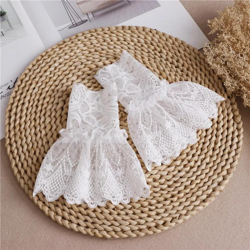 Chiffon Detachable Sleeve Fake Cuffs for Women Sweater Pleated Flare Sleeve False Cuffs Female Ruffles Wristband Decorative