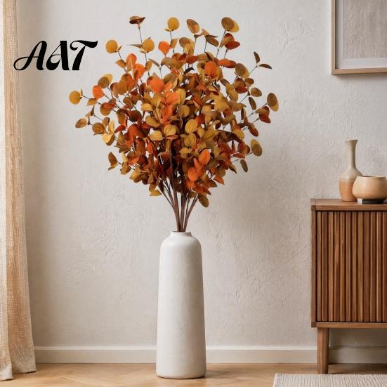 Boho Thanksgiving Greenery Decor Fall Eucalyptus Stems, Artificial Leaves, Fake Branches, Harvest Home Flowers for Wedding Centerpiece Autumn