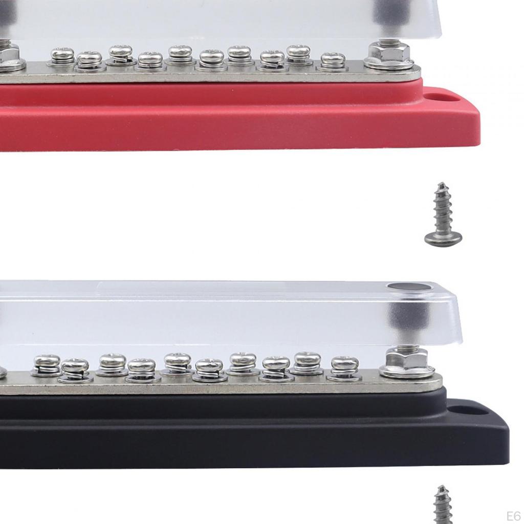 10 Terminal Bar Power Distribution Block 48V 150A Installs Easily with Dust Cover for